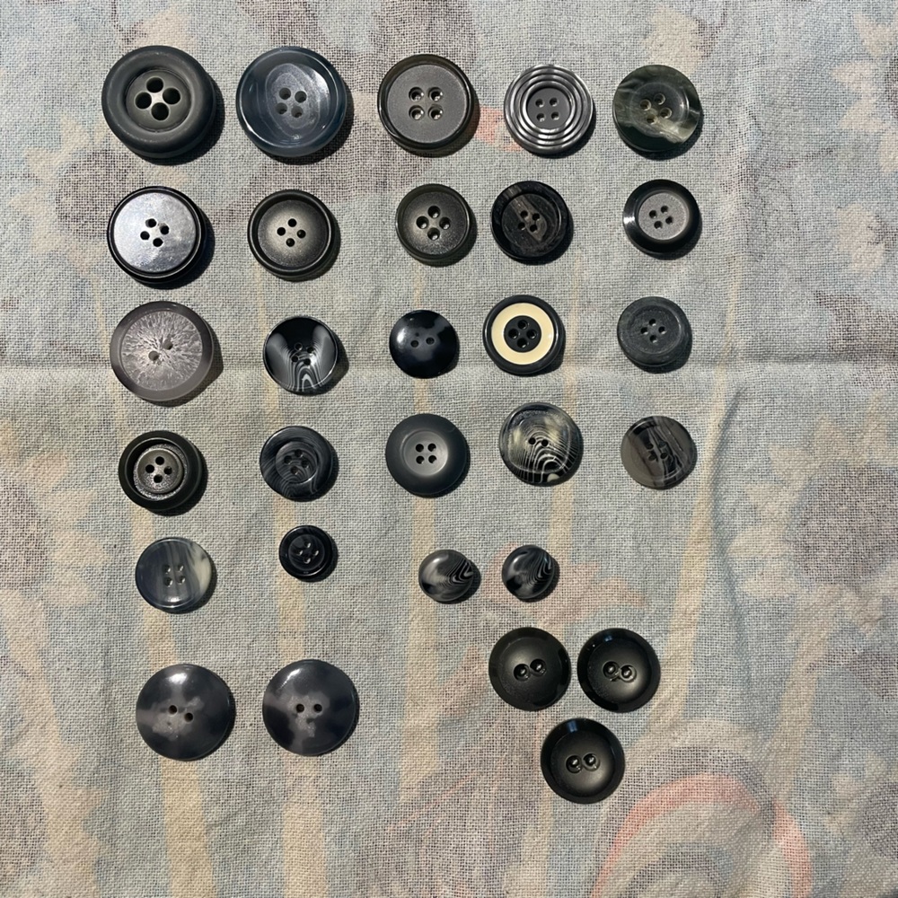 Assorted Vintage Black & Grey Buttons Collection
